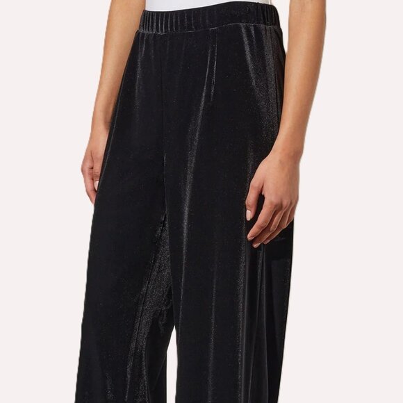 Soft surroundings wide boho rayon luxe velvet 90s Y2k high waist black pants, xl - Picture 1 of 3